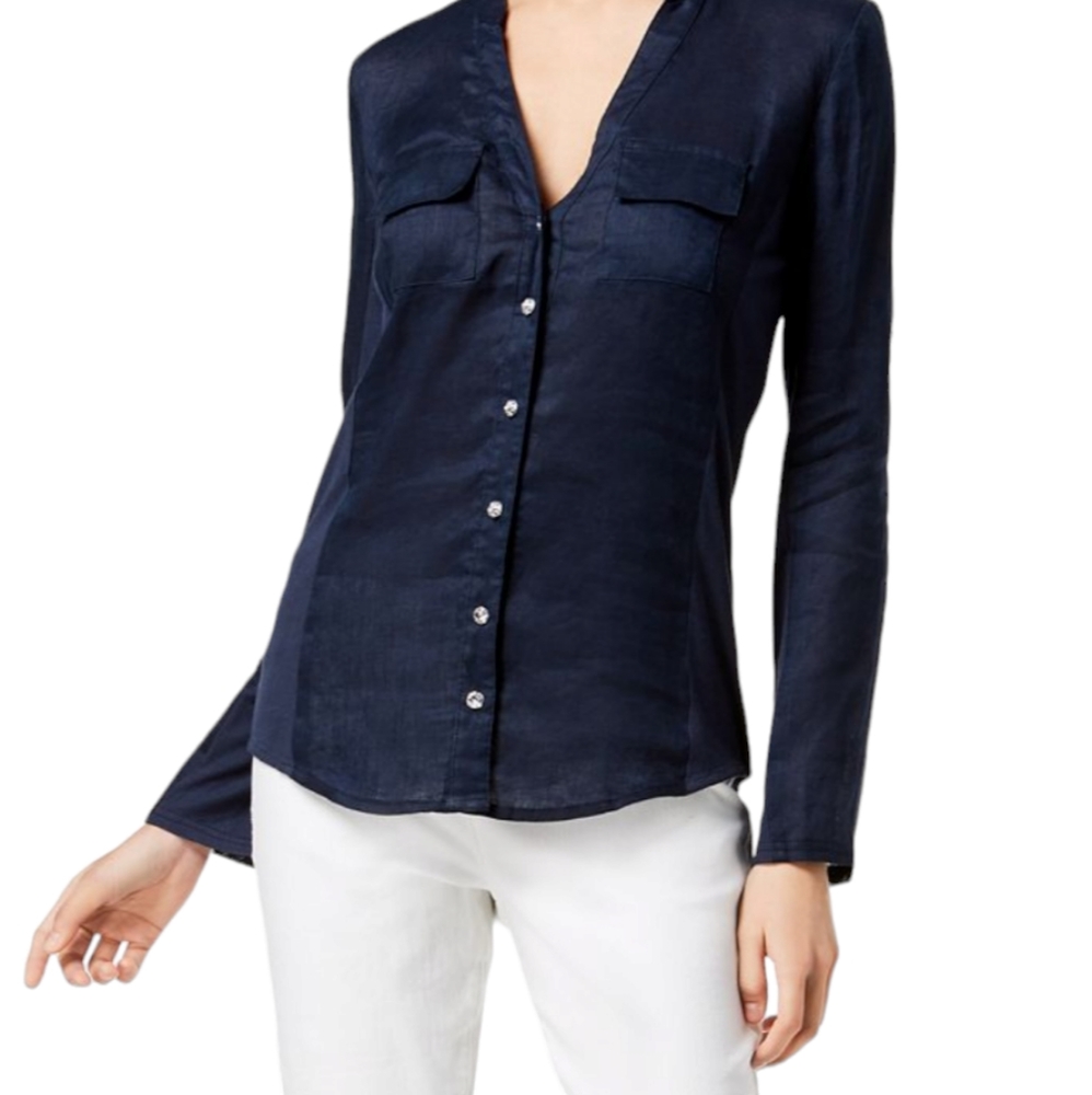INC Button Up Utility Top